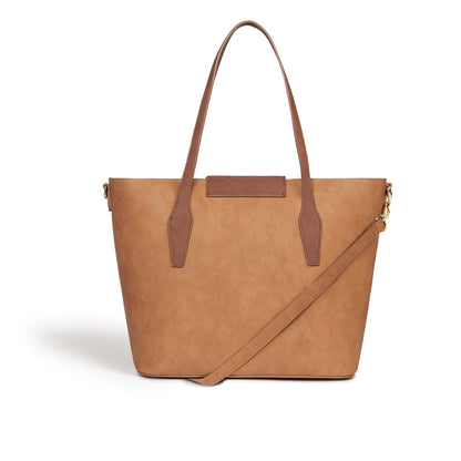 Maple Brown Vegan Non Leather Tote Bag-5