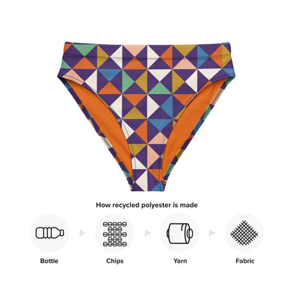 Bandeiras - Recycled High Waist Bikini Bottom - Purple