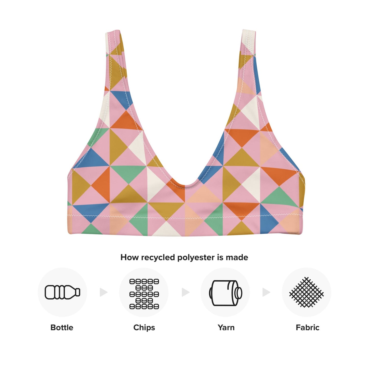 Bandeiras - Recycled Polyester Padded Bikini Top - pink