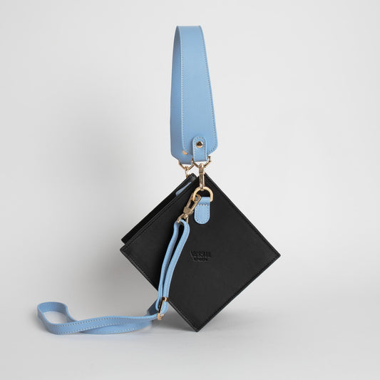 Lola bag in black and sky blue-0