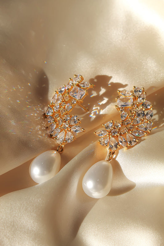 Golden Frosty Pearl Earrings by Bombay Sunset-3
