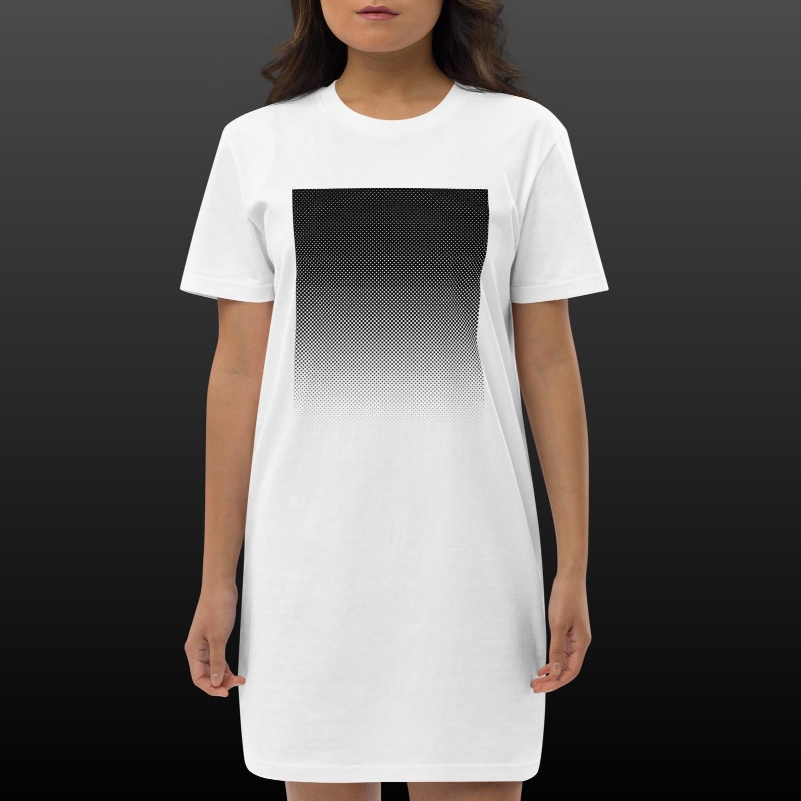 Verlauf - T-Shirt-Kleid aus Bio-Baumwolle-Bio-Baumwolle Kleider-Weiß-linaliva.de