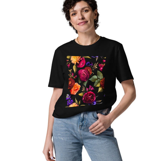 Floral Burst - Unisex T-Shirt - Bio-Baumwolle - Schwarz