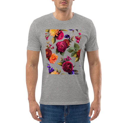 Floral Burst - Unisex T-Shirt - Organic Cotton - Grey