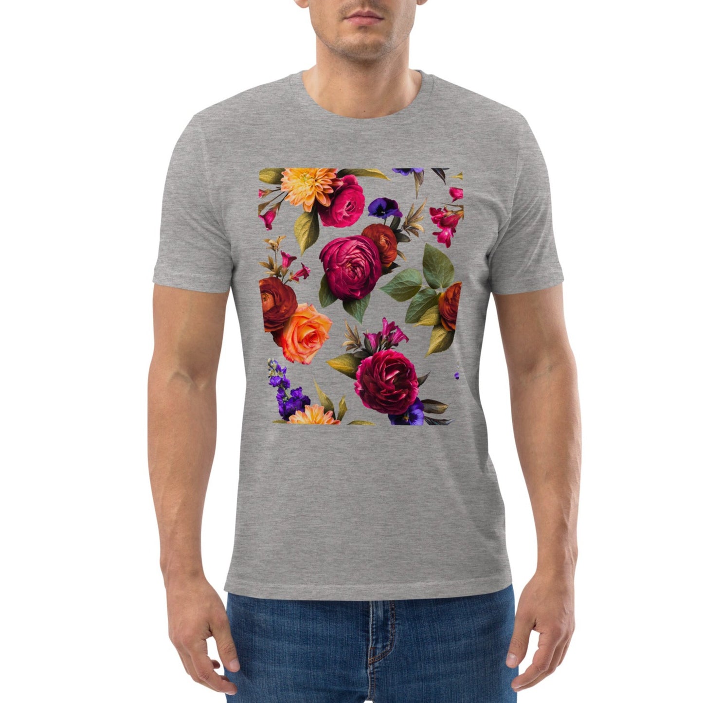 Floral Burst - Unisex T-Shirt - Bio-Baumwolle - Grau