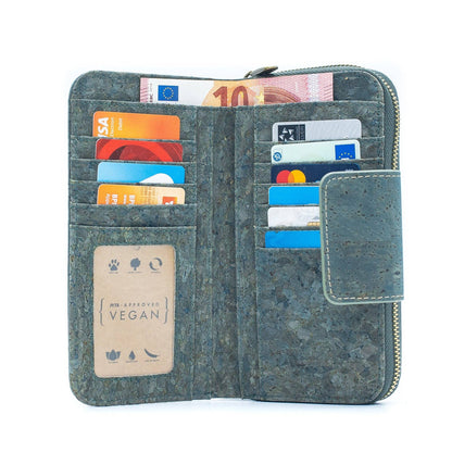 Turquoise Color cork bifold Ladies Pattern Cork Wallet BAG-2089-2
