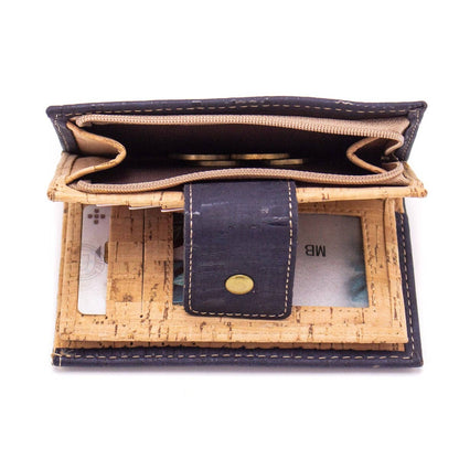 Brown navy cork billfold card vegan women wallet BAG-2016-7