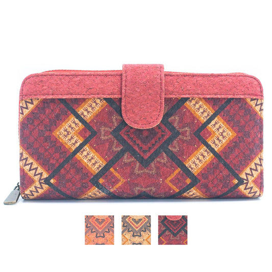 Folding wallet Mandala flower pattern- Vegan Cork Wallet BAG-2220-0