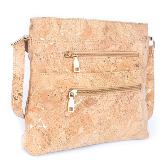 Golden cork fabric zipper handbag crossbody lady bag BAG-2279-6