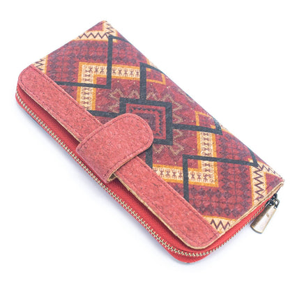 Folding wallet Mandala flower pattern- Vegan Cork Wallet BAG-2220-3