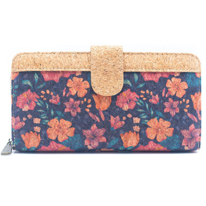 Folding wallet Mandala flower pattern- Vegan Cork Wallet BAG-2220-1