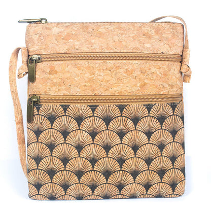 Natural cork Patterned double zipper crossbody bag BAG-2265-2
