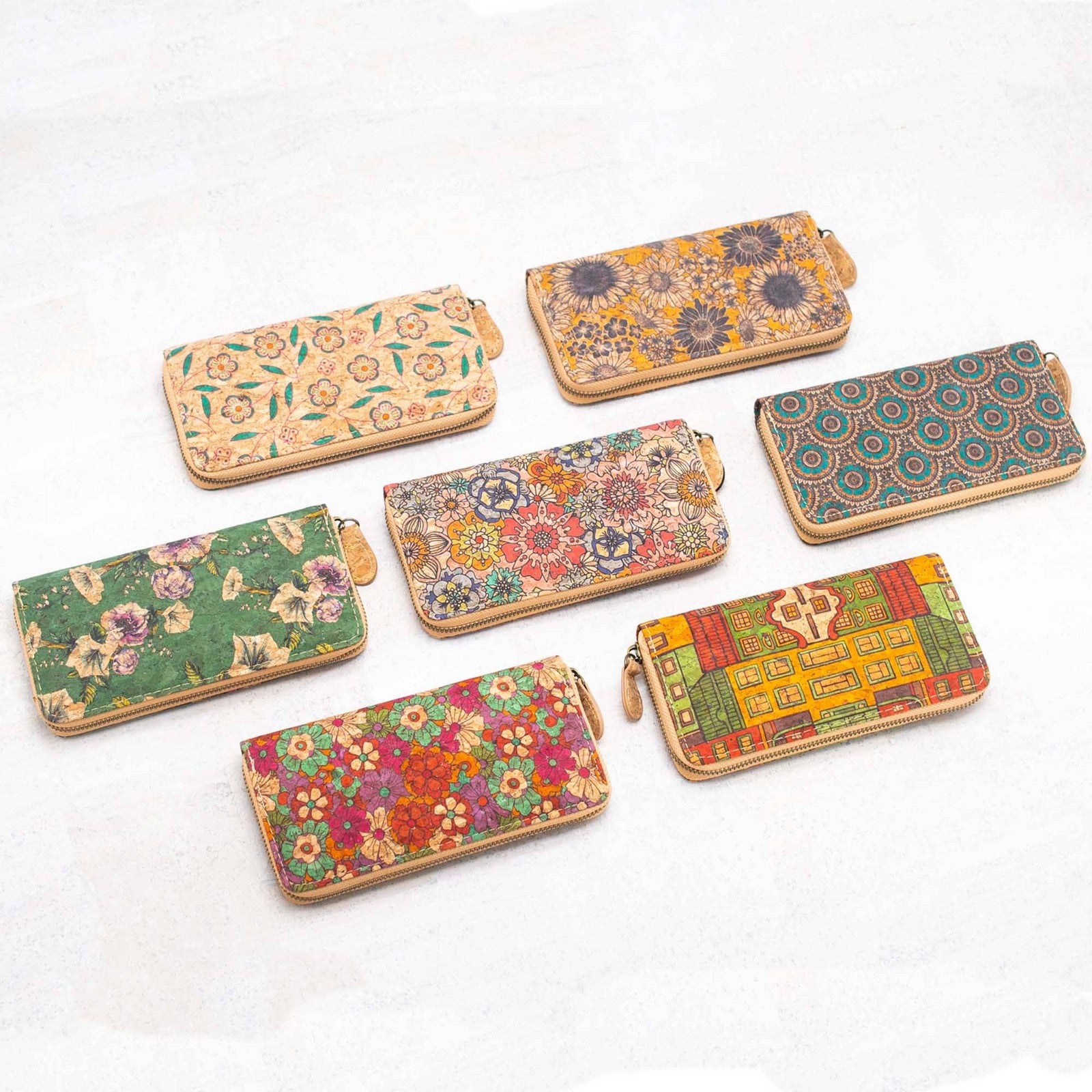 Various patterns natural cork women zipper card wallet- Vegan Cork Wallet BAG-2216-2