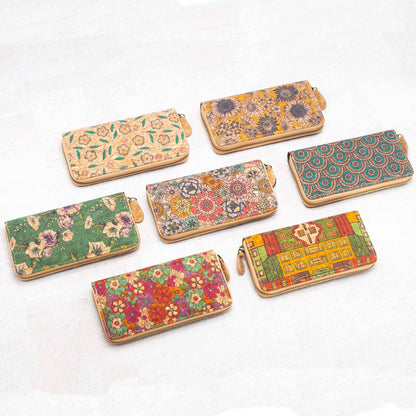 Various patterns natural cork women zipper card wallet- Vegan Cork Wallet BAG-2216-2