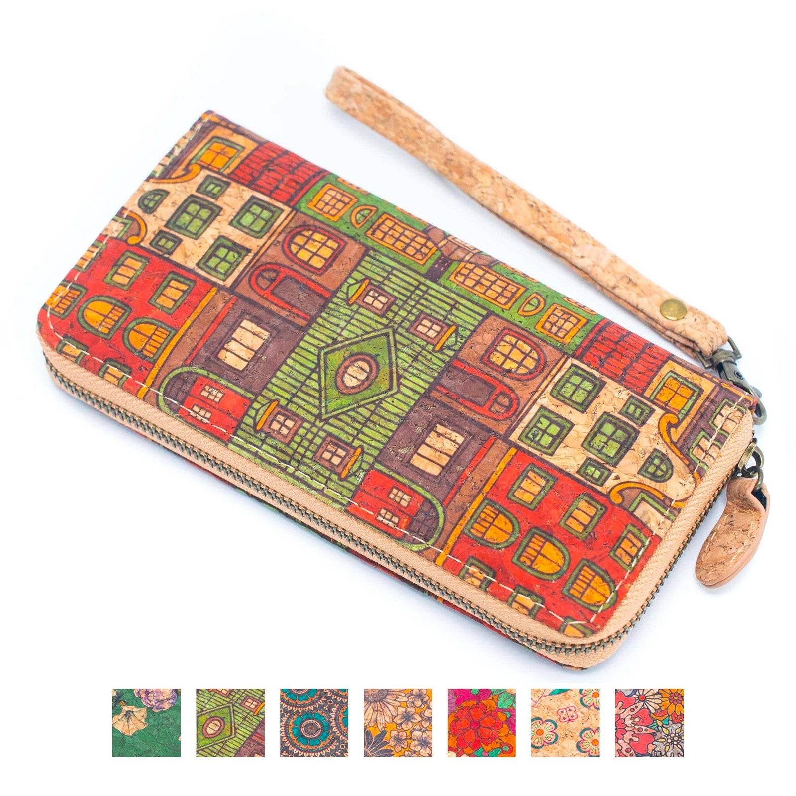 Various patterns natural cork women zipper card wallet- Vegan Cork Wallet BAG-2216-0