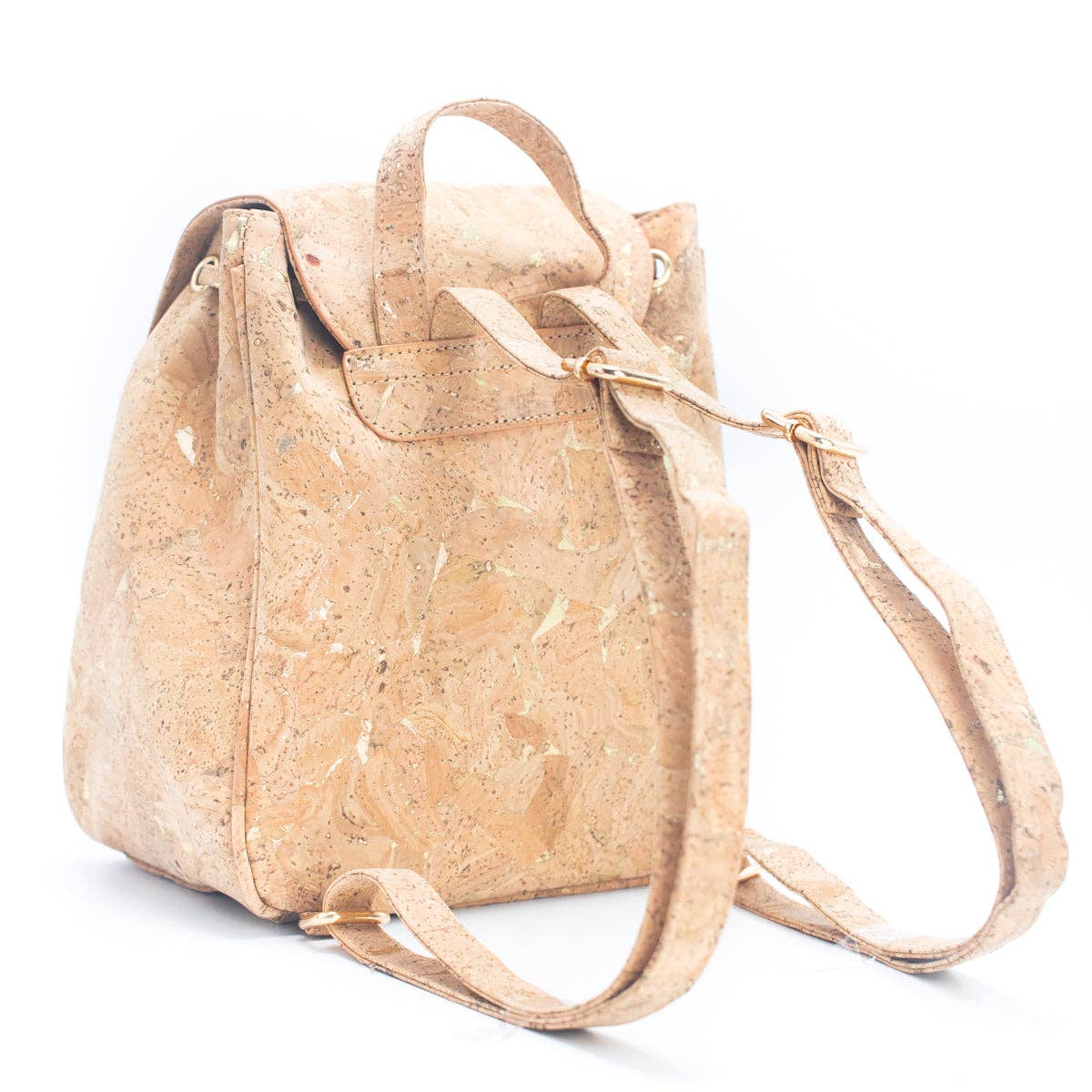 Golden Drawstring Closure Pocket Women's Backpack BAG-2258-3