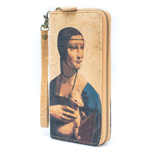 Lady with an Ermine Cork Zipper Wallet- BAG-2076-F-1