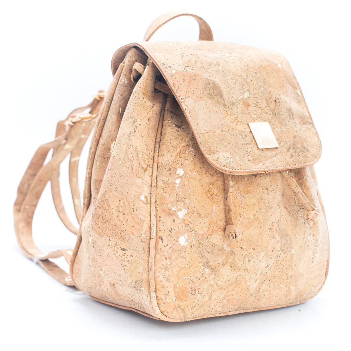 Golden Drawstring Closure Pocket Women's Backpack BAG-2258-1