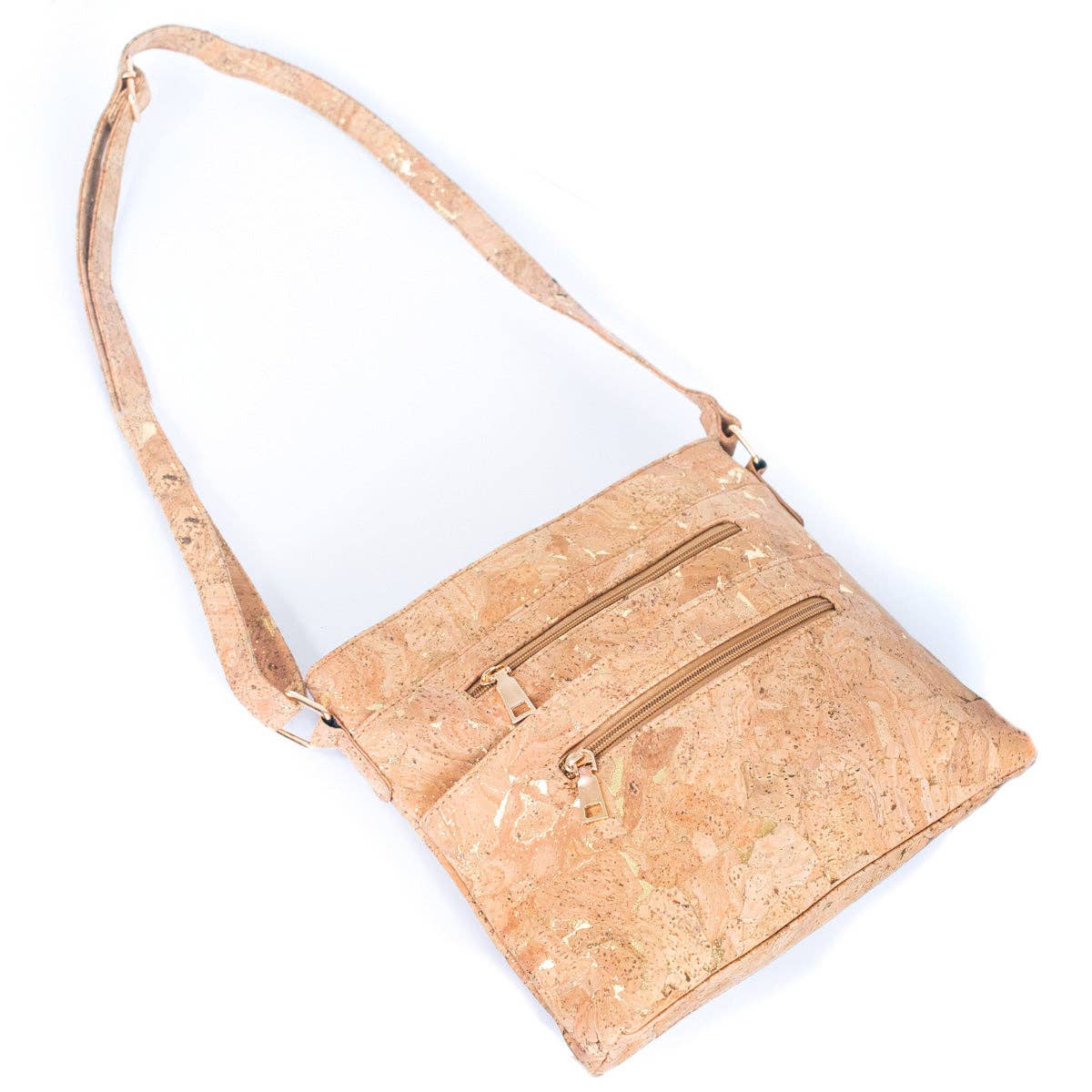 Golden cork fabric zipper handbag crossbody lady bag BAG-2279-4