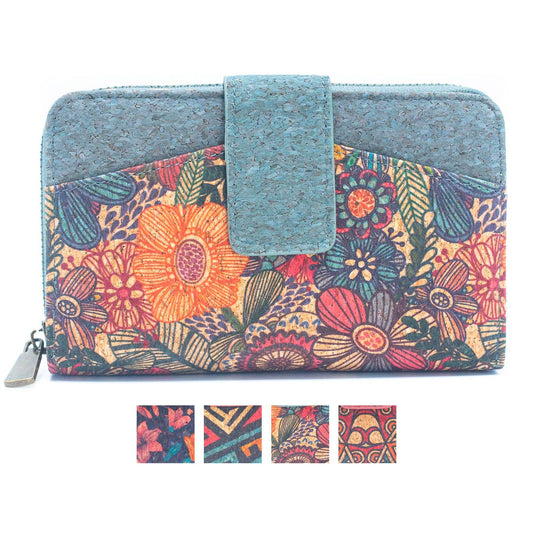 All cork women card wallet Colors cork Mini-Flap Printed Wallet –BAG-2222-0