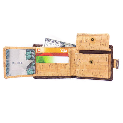 Sleek Bifold Cork Wallet with Snap Button BAG-2002-2