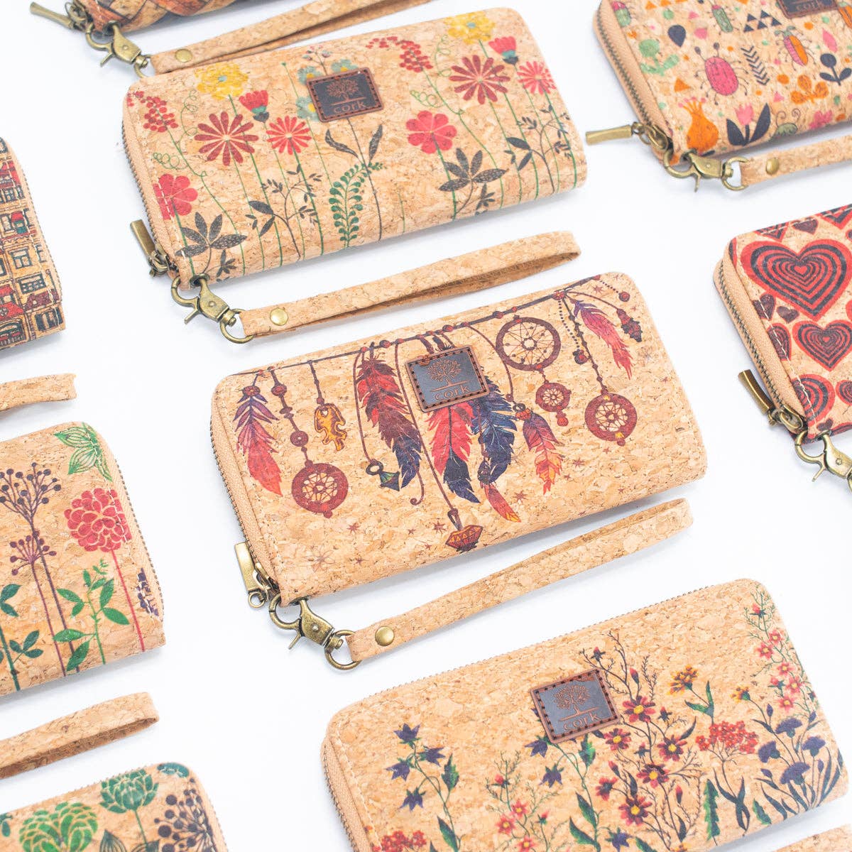 Various patterns natural cork women zipper card wallet BAG-2235-0