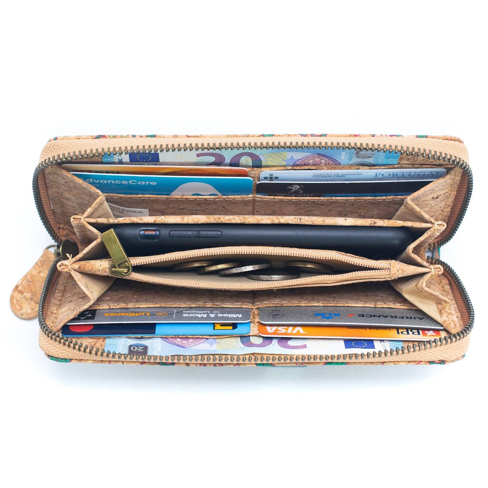 Various patterns natural cork women zipper card wallet- Vegan Cork Wallet BAG-2216-9