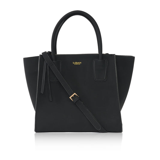 Black - Demi Winged Faux Leather Tote Bag-0