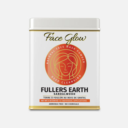 Face Glow- Fuller’s Earth w/ Sandalwood - 12 Individual Sachets of Multani Mitti (10 gm each)- Reusable Brush & Tray Included-0