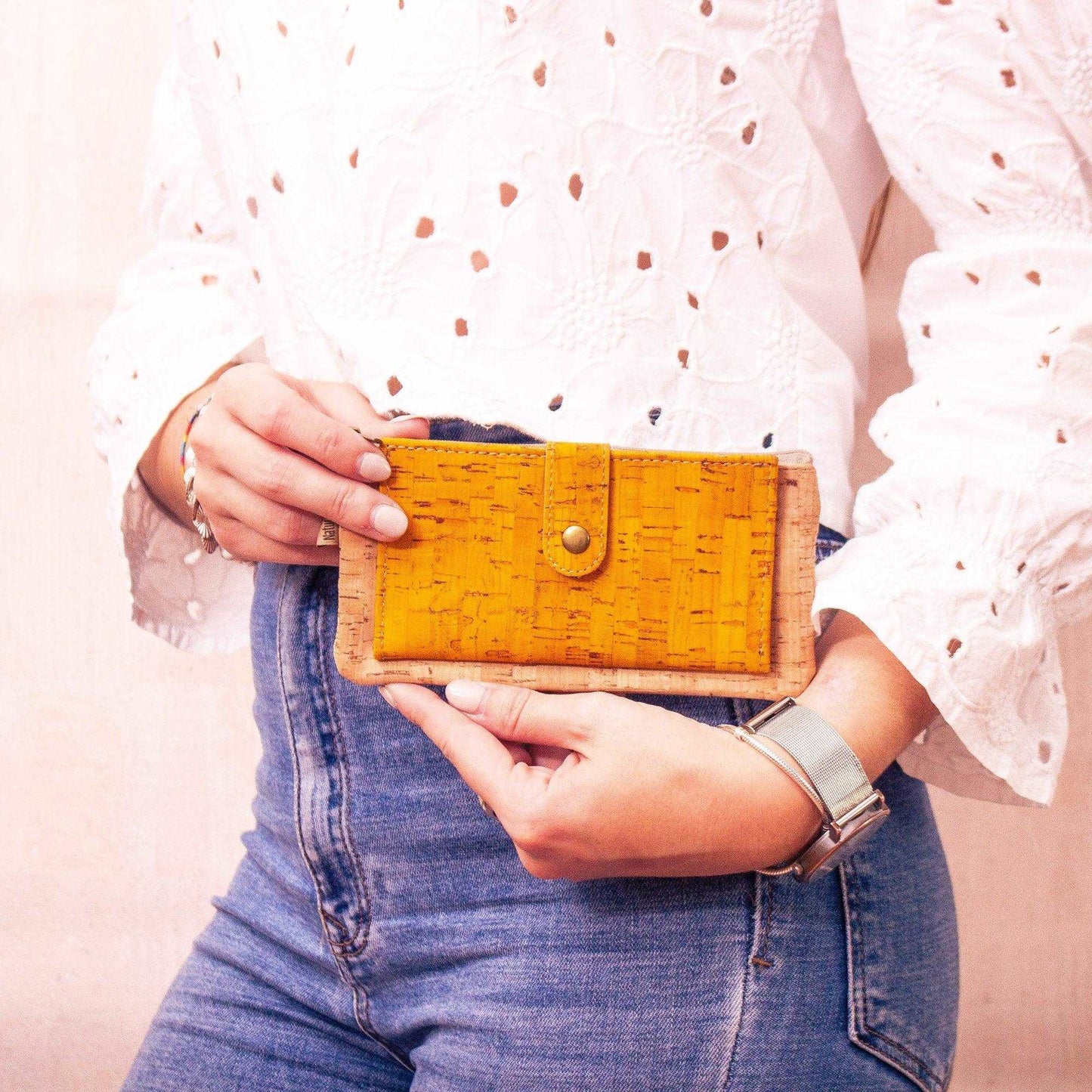 Compact yellow vegan cork wallet 2052-B-0
