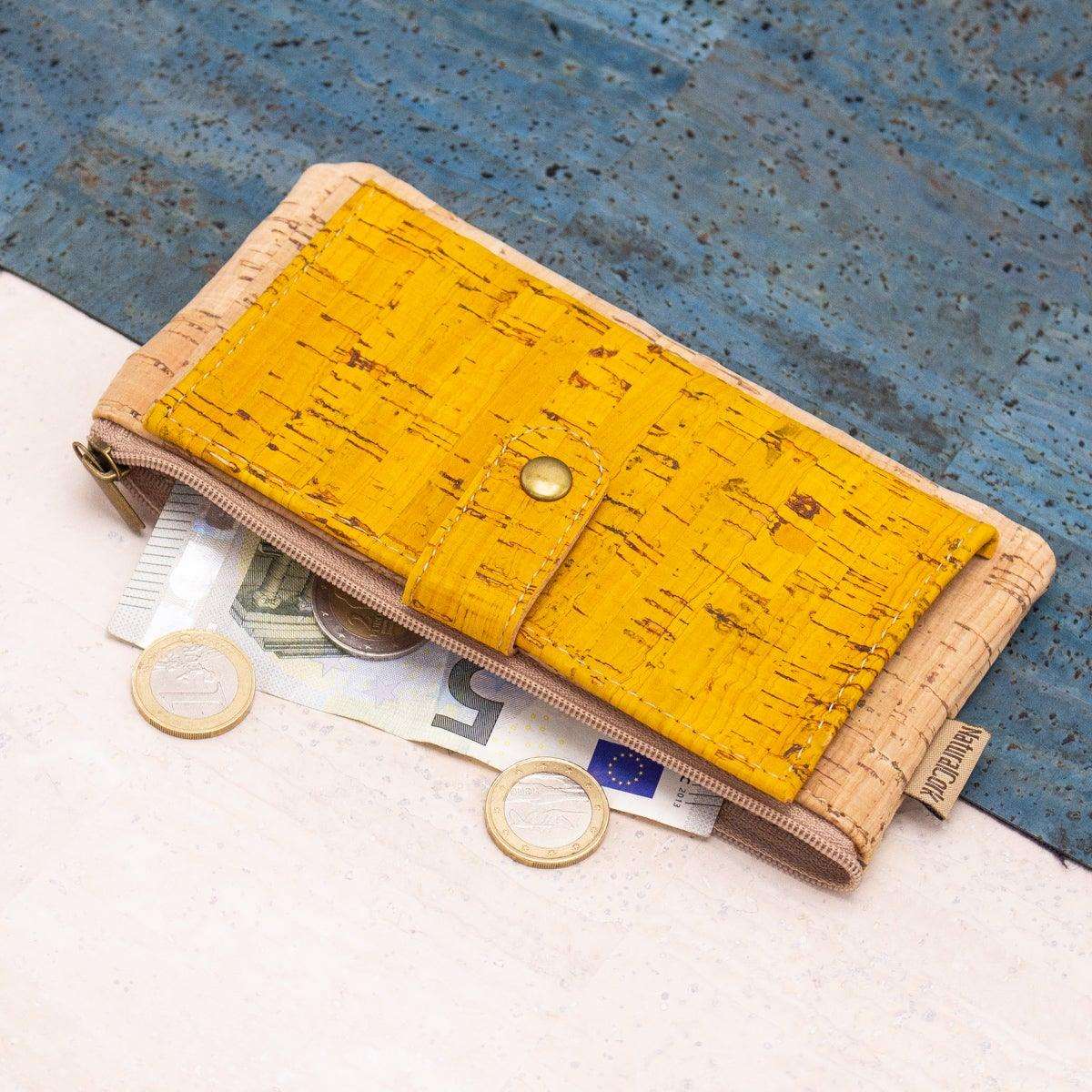 Compact yellow vegan cork wallet 2052-B-3