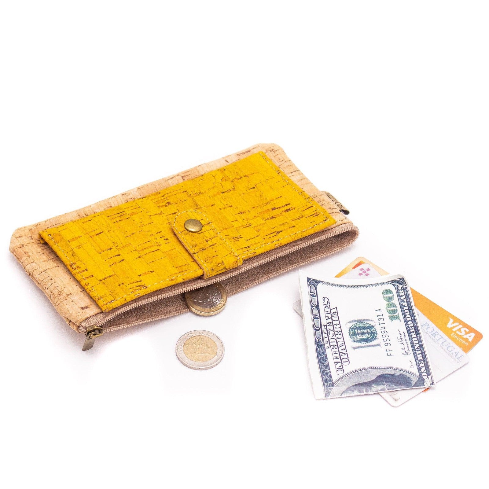 Compact yellow vegan cork wallet 2052-B-8