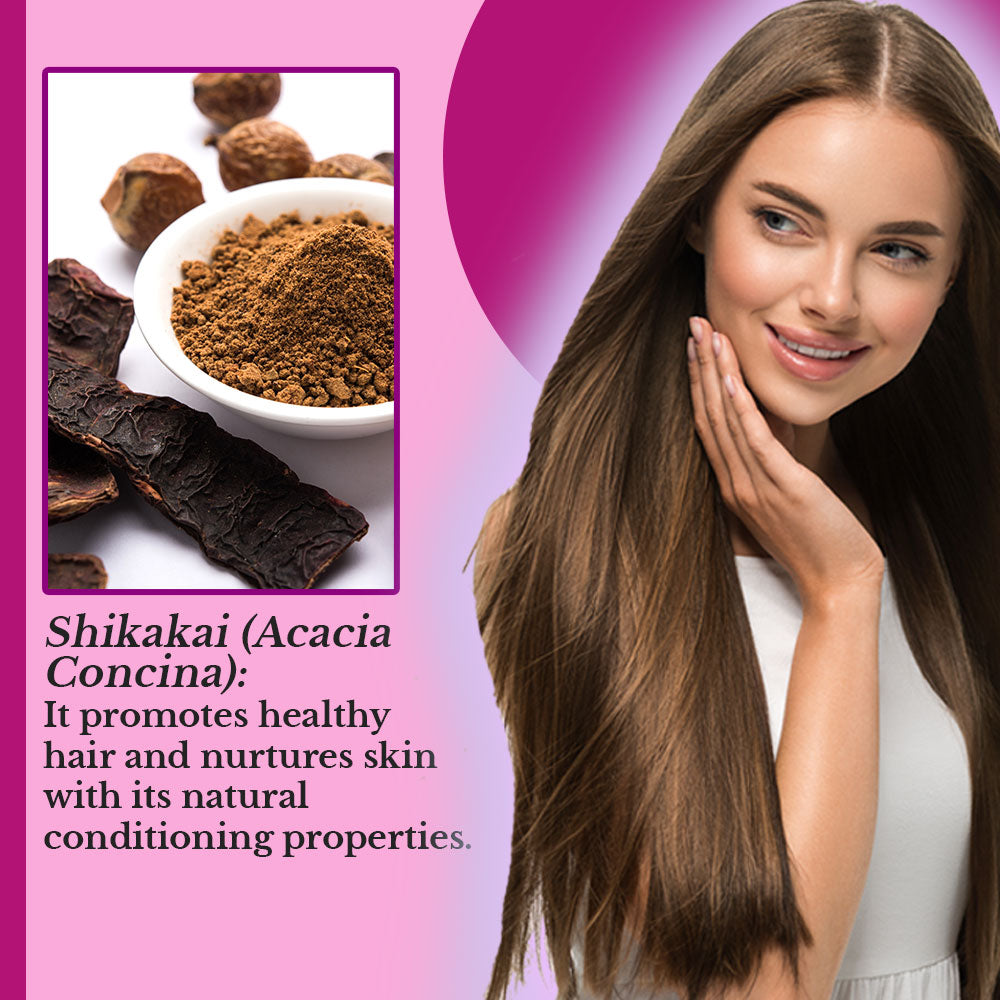 Hair Bliss- Natural Shikakai Acacia Herbal Hair & Skin Conditioning Powder- 12 Individual Sachets (10 gm each)- Reusable Brush & Tray Included-2