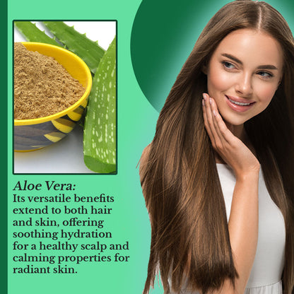 Hair Bliss- Natural Aloe Vera Herbal Hair & Skin Conditioning Powder- 12 Individual Sachets (10 gm each)- Reusable Brush & Tray Included-2