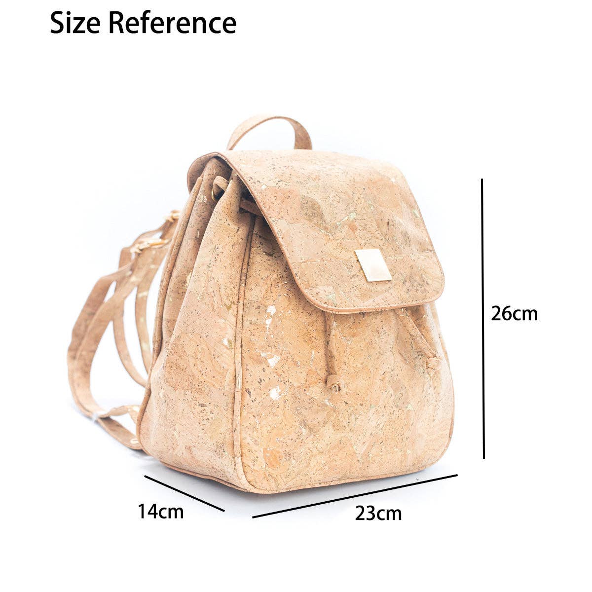 Golden Drawstring Closure Pocket Women's Backpack BAG-2258-4