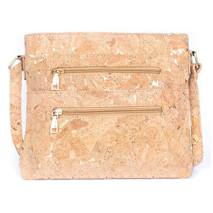 Golden cork fabric zipper handbag crossbody lady bag BAG-2279-0