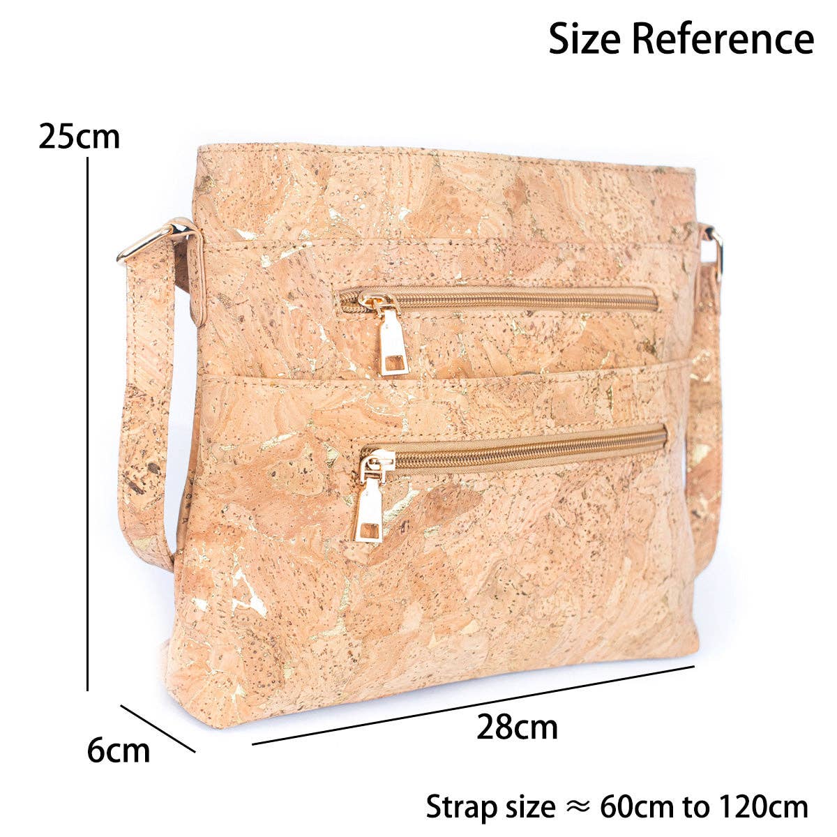 Golden cork fabric zipper handbag crossbody lady bag BAG-2279-1