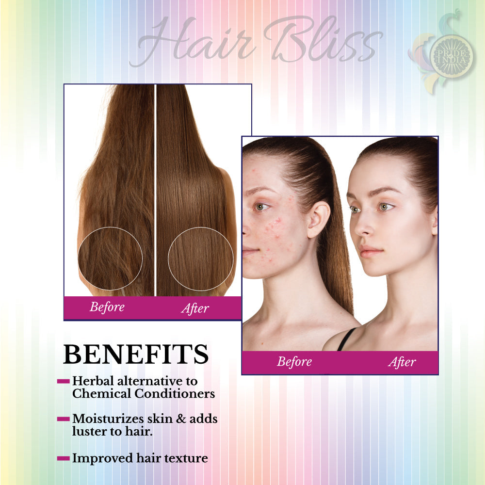 Hair Bliss- Natural Shikakai Acacia Herbal Hair & Skin Conditioning Powder- 12 Individual Sachets (10 gm each)- Reusable Brush & Tray Included-1