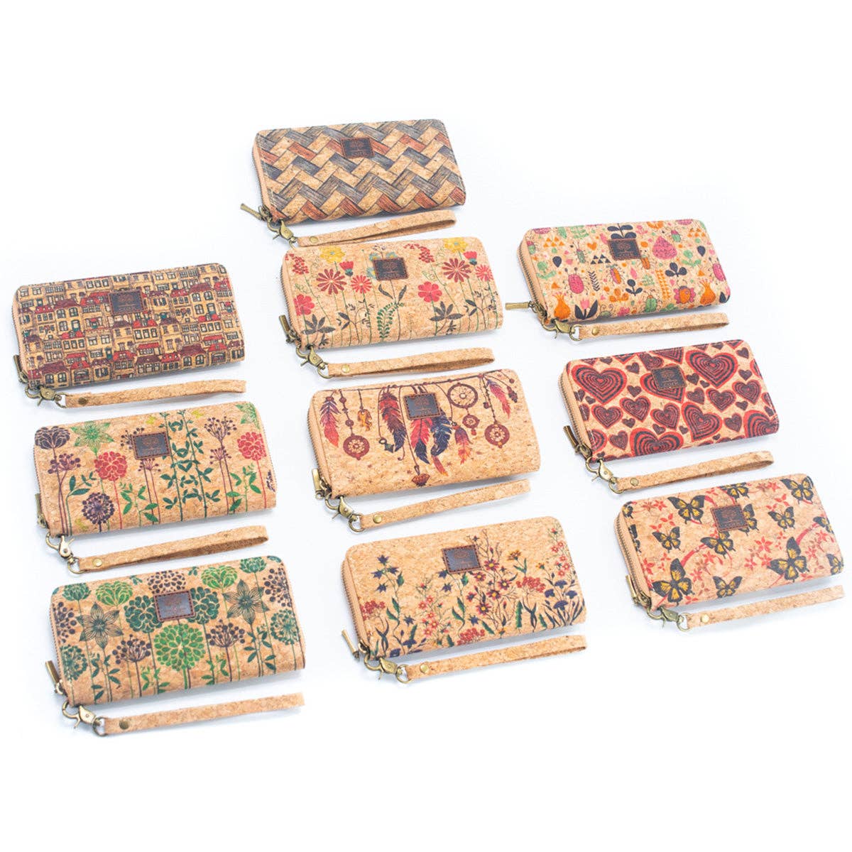 Various patterns natural cork women zipper card wallet BAG-2235-18