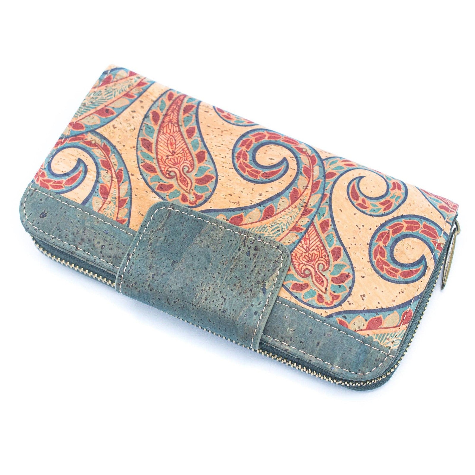 Turquoise Color cork bifold Ladies Pattern Cork Wallet BAG-2089-8