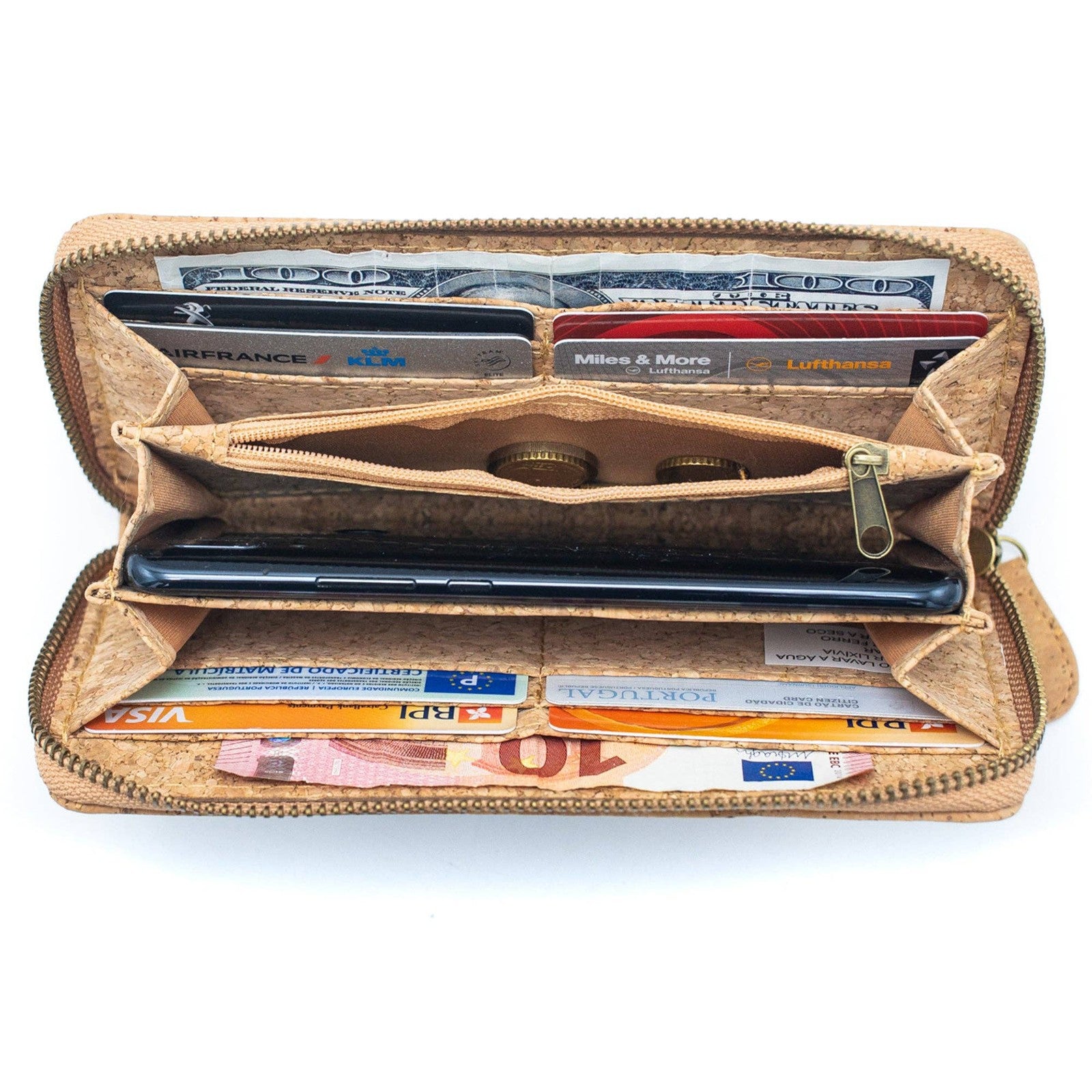 Classic Art Cork Zipper Wallet- BAG-2076-G-4