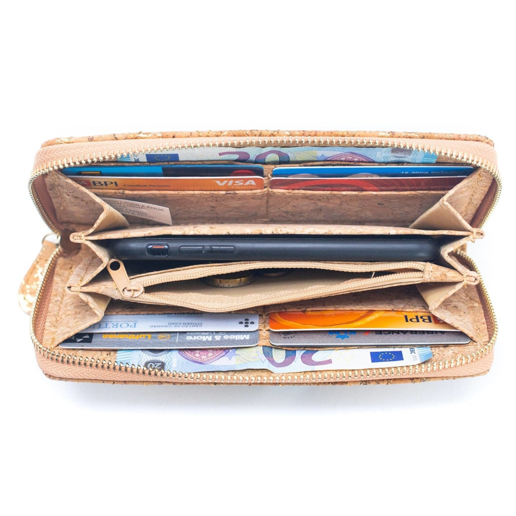 BUY 1 GET 1 FREE: Golden colors Natural cork Women Quilted Wallet Fold Card Holder Wallet  BAG-2204-9