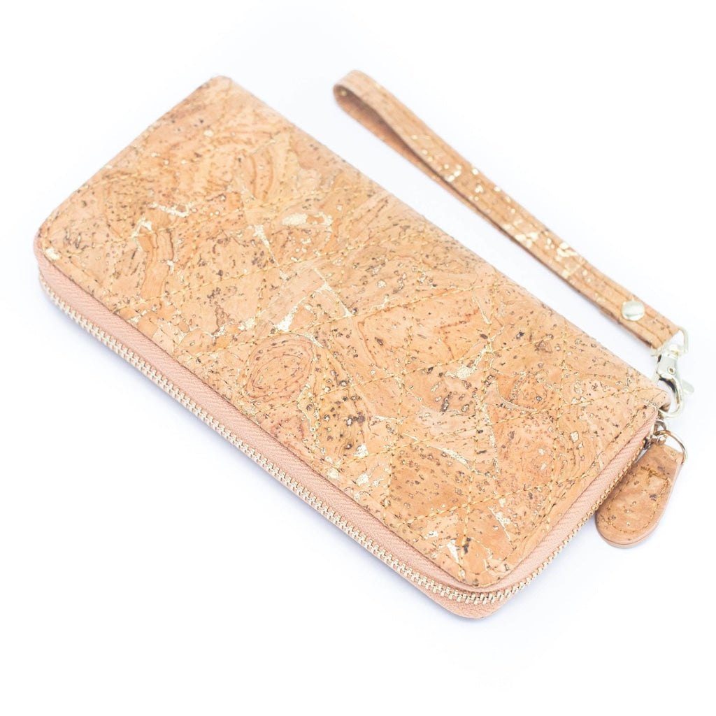 BUY 1 GET 1 FREE: Golden colors Natural cork Women Quilted Wallet Fold Card Holder Wallet  BAG-2204-7