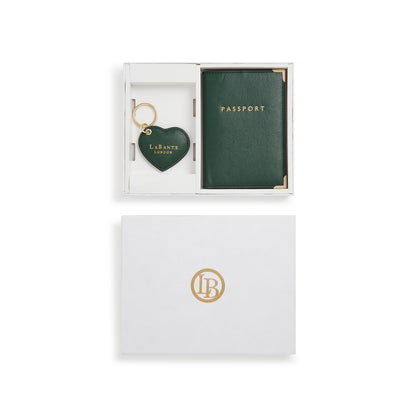 Ash Green Passport holder & Key chain Gift Box-0