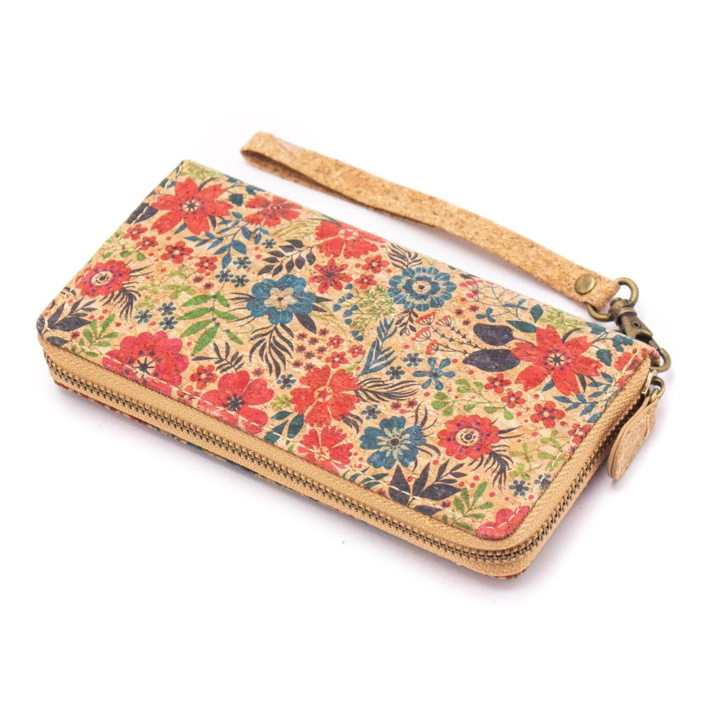 BUY 1 GET 1 FREE: Natural cork with flower pattern zipper women wallet BAG-324-Q novo-6
