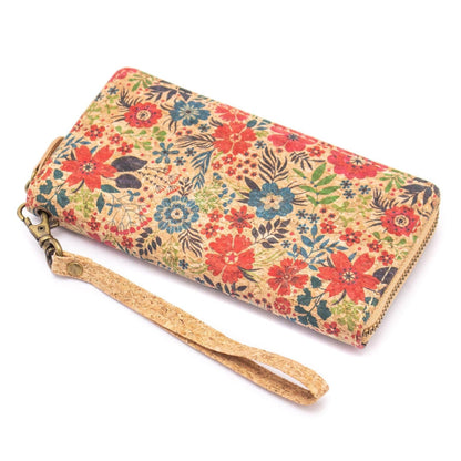 BUY 1 GET 1 FREE: Natural cork with flower pattern zipper women wallet BAG-324-Q novo-4
