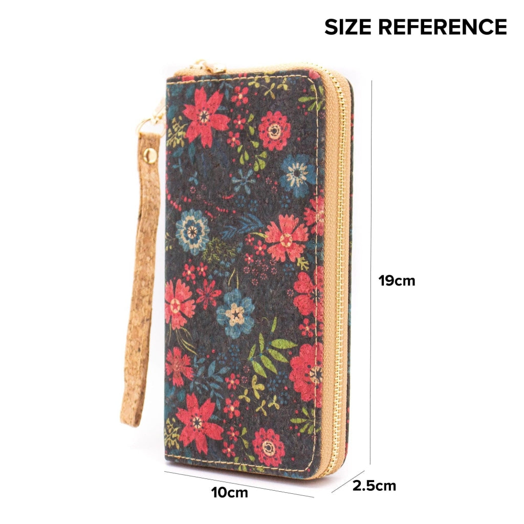BUY 1 GET 1 FREE: Natural cork with flower pattern zipper women wallet BAG-324-Q novo-5
