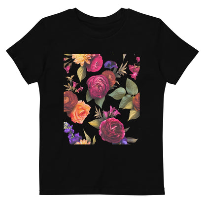 Floral Burst - Bio-Baumwolle T-Shirt für Kinder-Baby & Kinder Oberteile-Black-linaliva.de