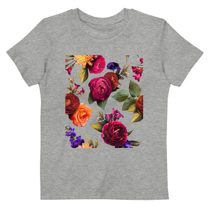 Floral Burst - Bio-Baumwolle T-Shirt für Kinder-Baby & Kinder Oberteile-Heather Grey-linaliva.de