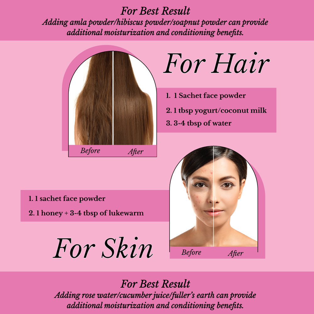 Hair Bliss- Natural Shikakai Acacia Herbal Hair & Skin Conditioning Powder- 12 Individual Sachets (10 gm each)- Reusable Brush & Tray Included-5